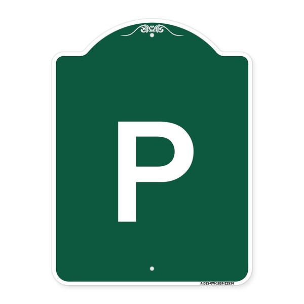 Signmission Designer Series Sign-Sign W/ Letter P, Green & White Aluminum Sign, 18" x 24", GW-1824-22934 A-DES-GW-1824-22934 - main